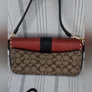 Coach Georgie Khaki Terracotta Sign-Colorblock Shoulder Crossbody Purse